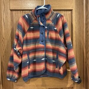 American Eagle Southwestern Fleece Snap Jacket XS Cozy Aztec Sherpa